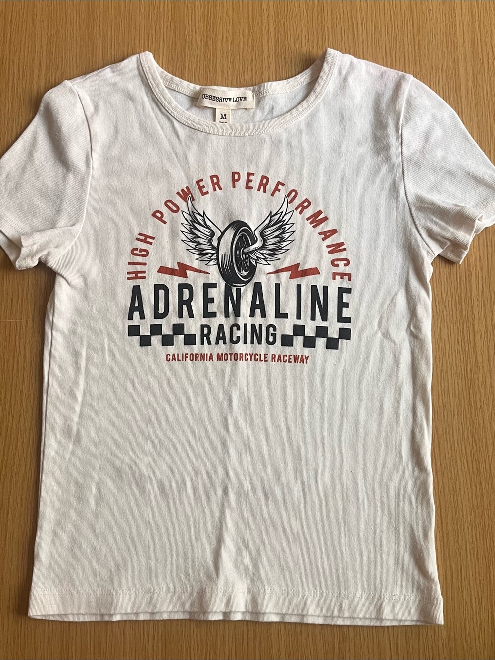 Adrenaline Racing Baby Tee 🏁 Y2K Graphic Fitted Tee Sz M